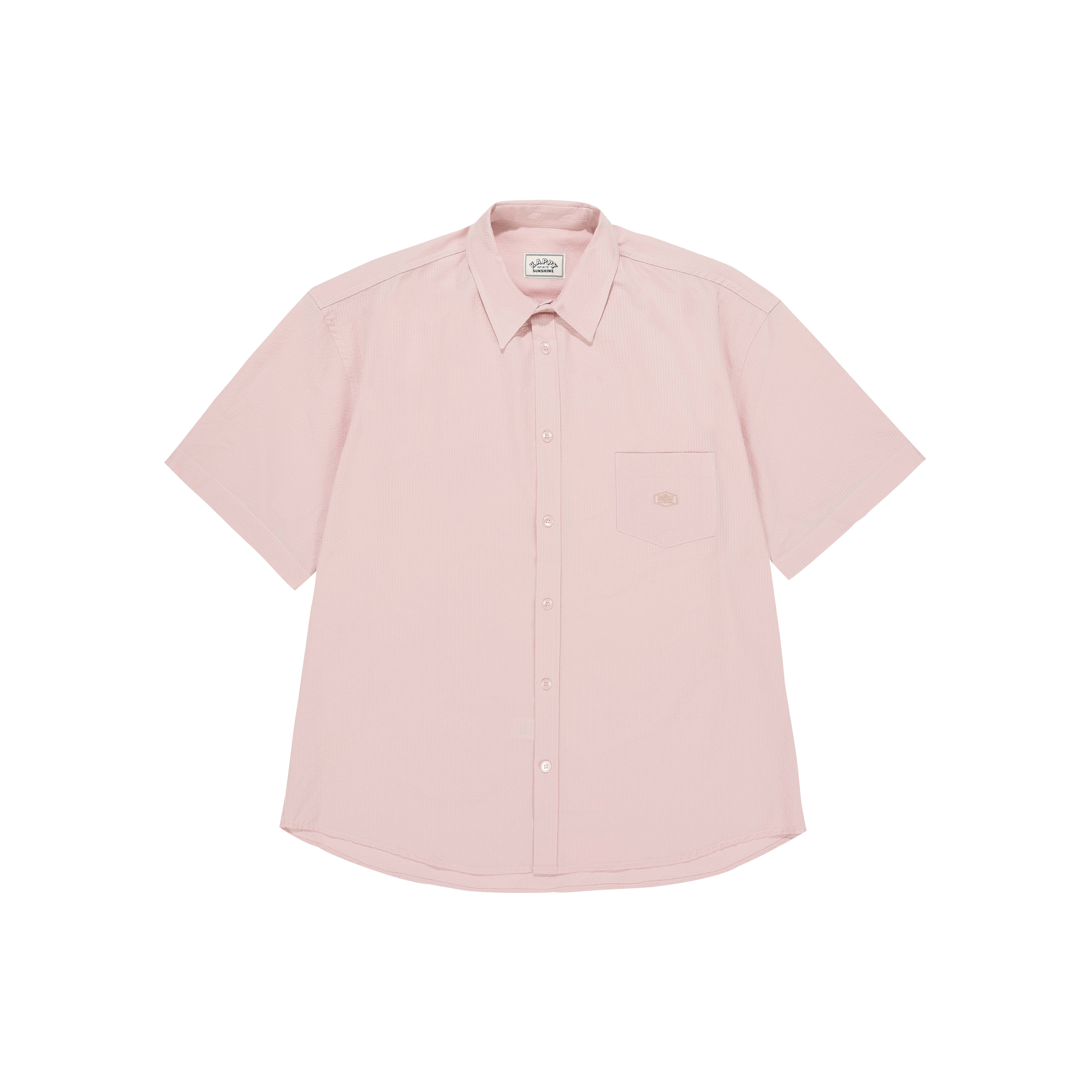 Relaxed seersucker half shirt light pink