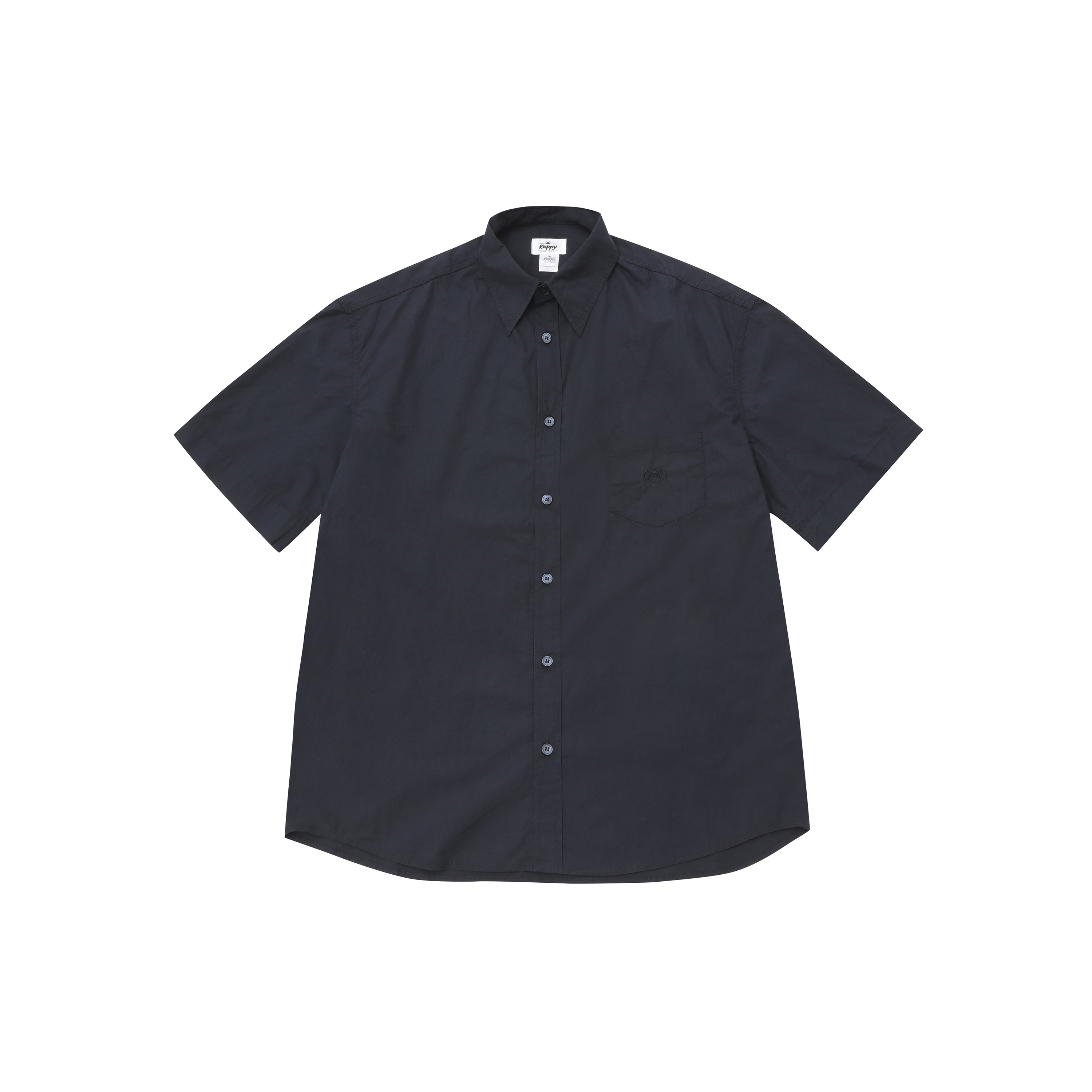 Relaxed cotton half shirt navy