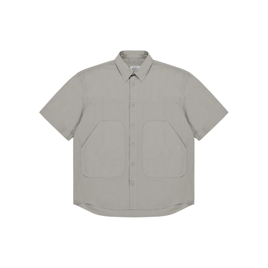 Cotton snap half shirt light gray