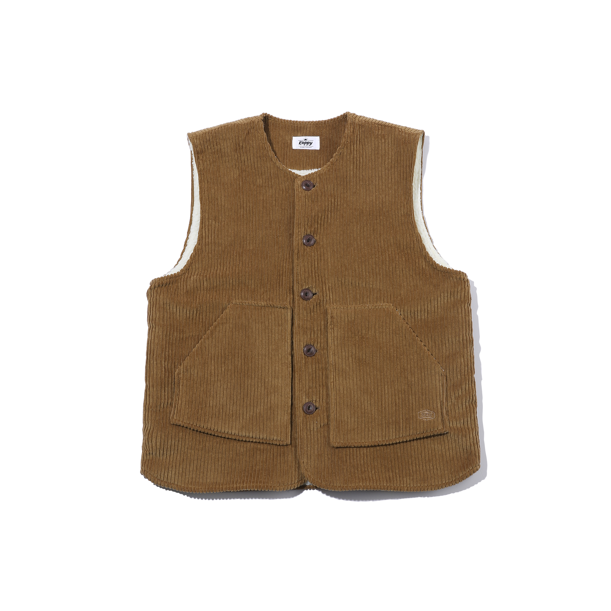 Corduroy fleece vest camel