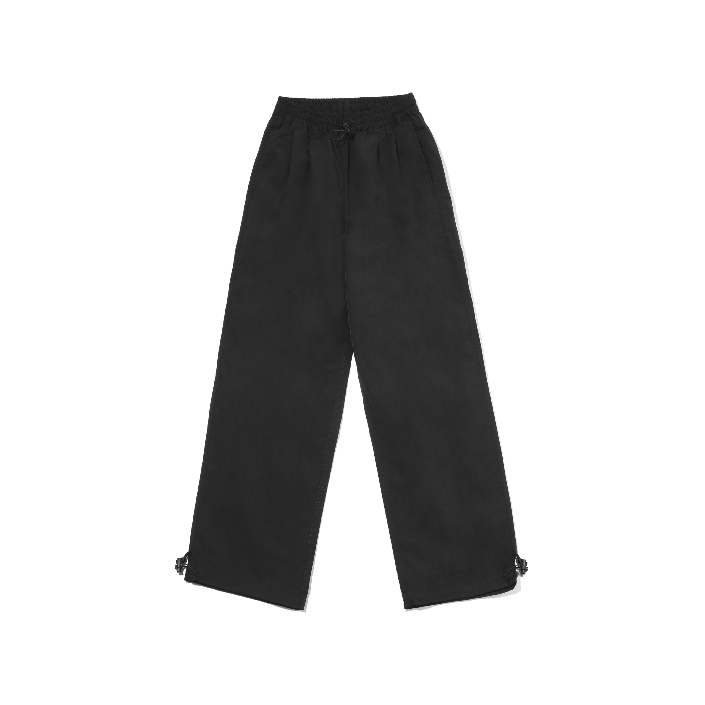 Two tuck wide nylon pants black