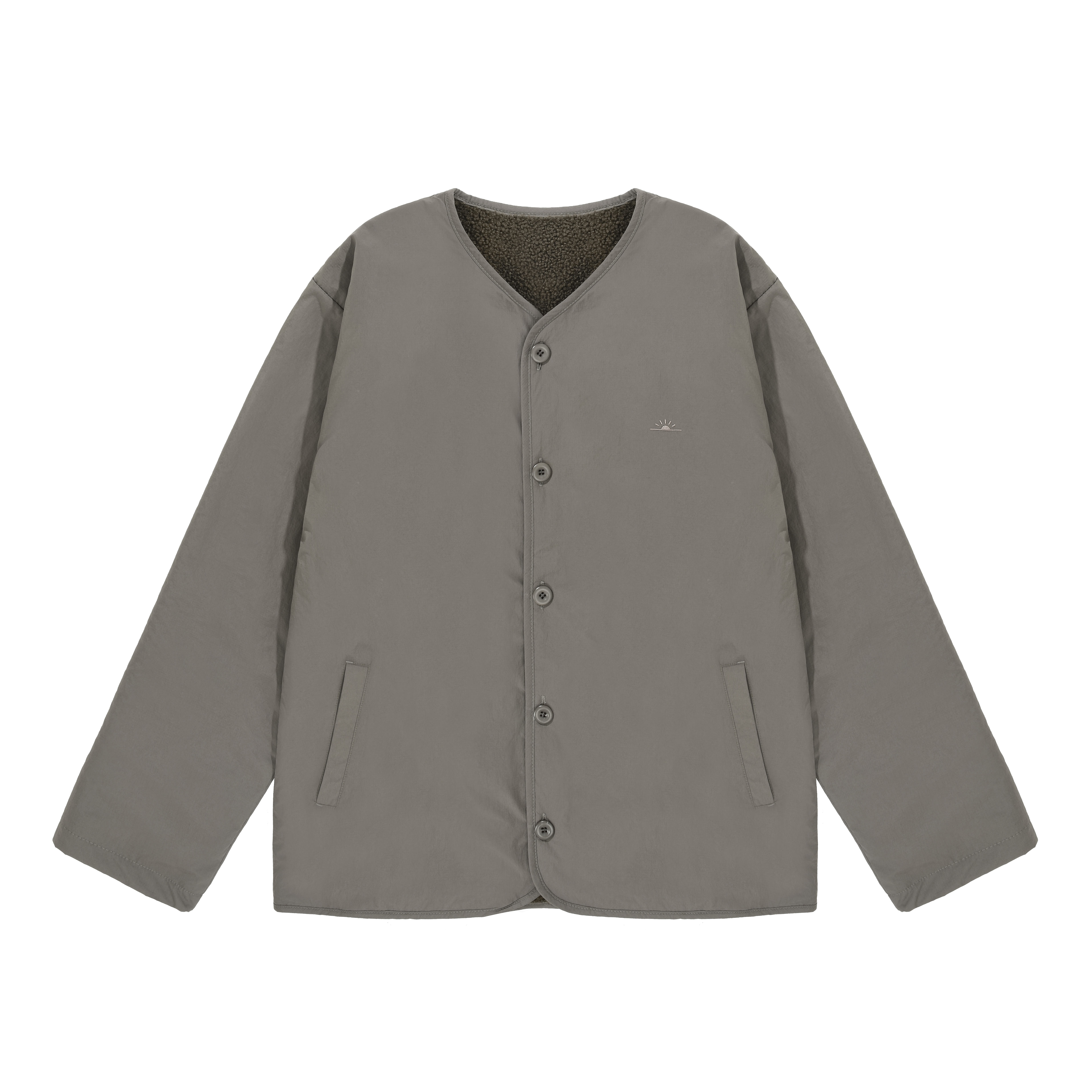 Reversible fleece jacket khaki
